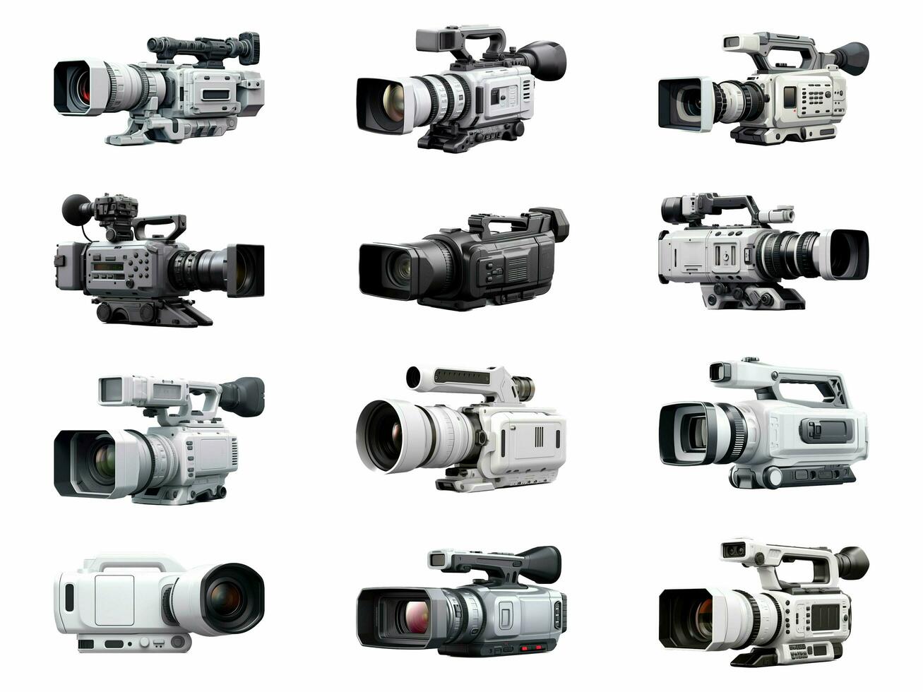 video camera collection isolated on white background with AI generated. photo