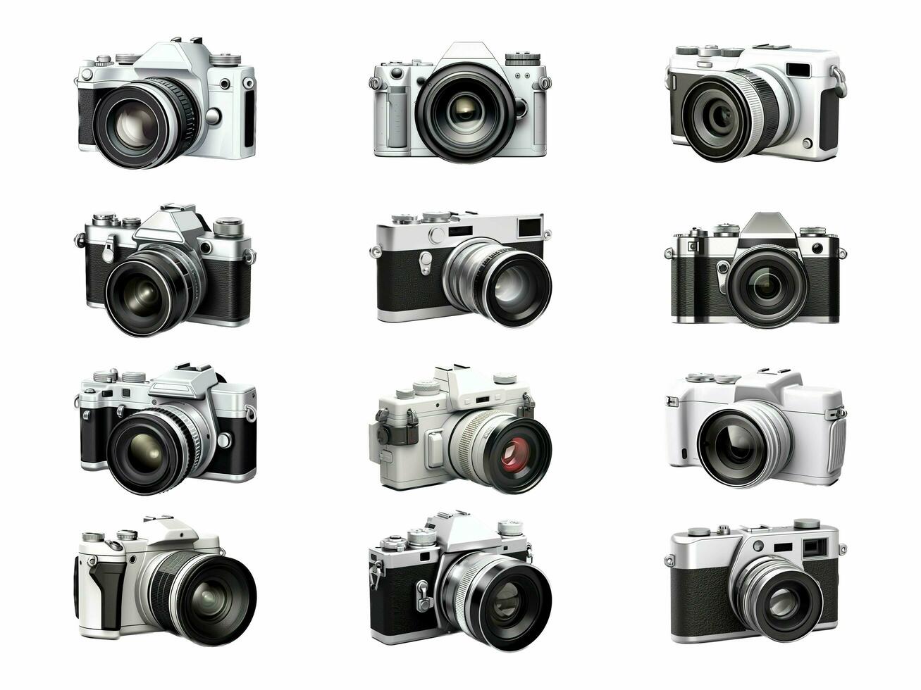 Modern camera isolated on white background with AI generated. photo