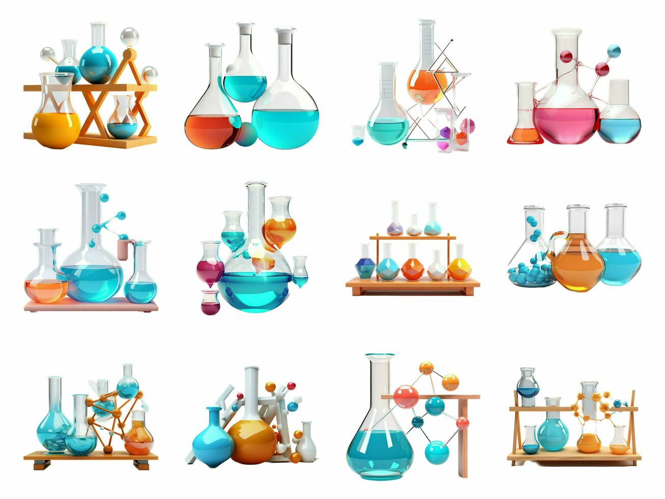 Chemistry collection isolated on white background with AI generated. photo