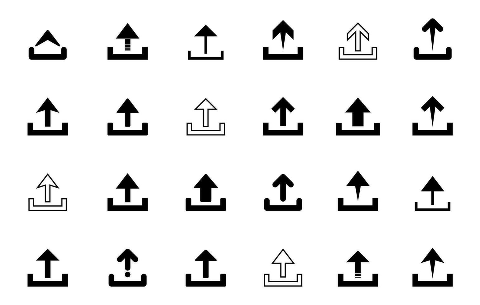 Upload icon vector set collection in flat style. Upward arrow sign symbol