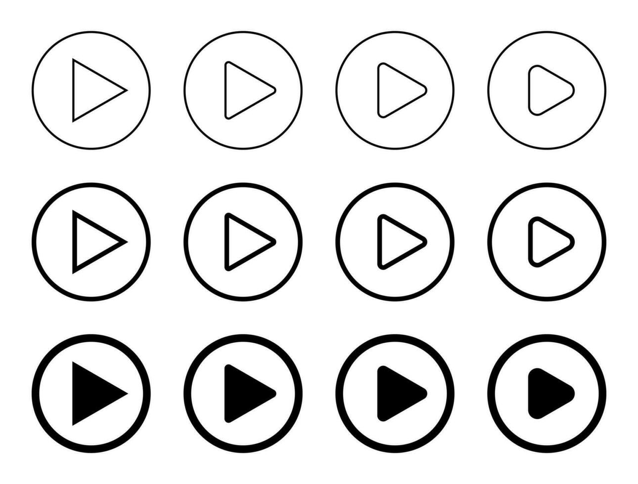 Play button vector in circle line. Streaming video sign symbol