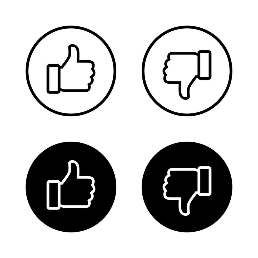 me gusta y disgusto botón icono vector en línea estilo. social medios de comunicación pulgar arriba abajo firmar símbolo