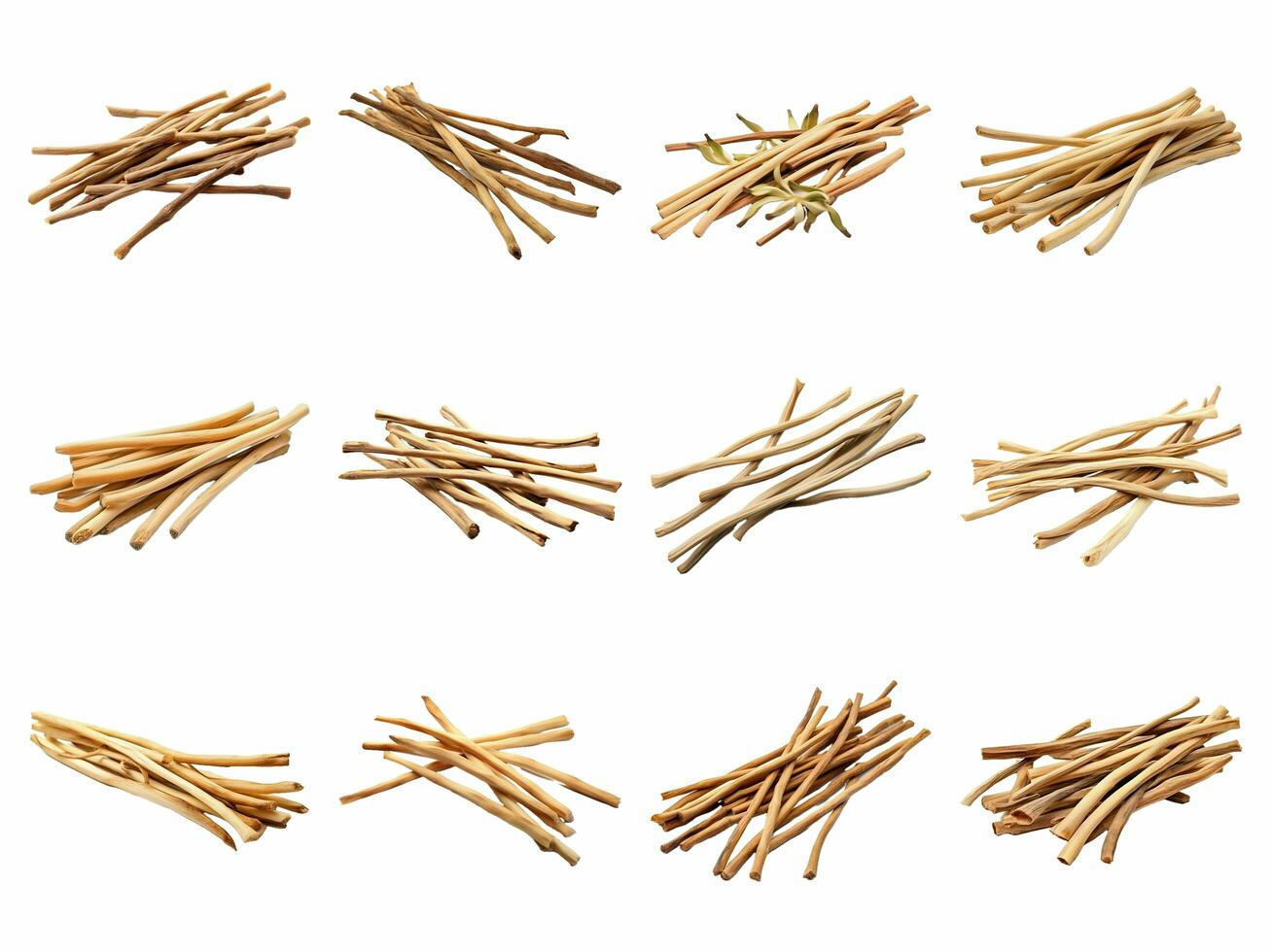 dried vanilla sticks collection isolated on white background with AI generated. photo