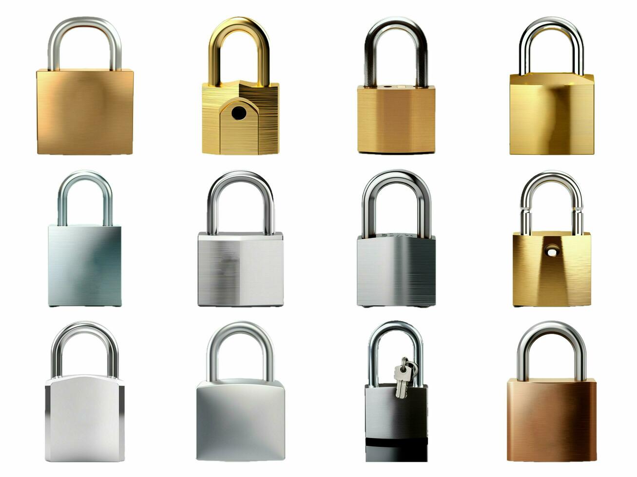 Padlock isolated on white background with AI generated. photo