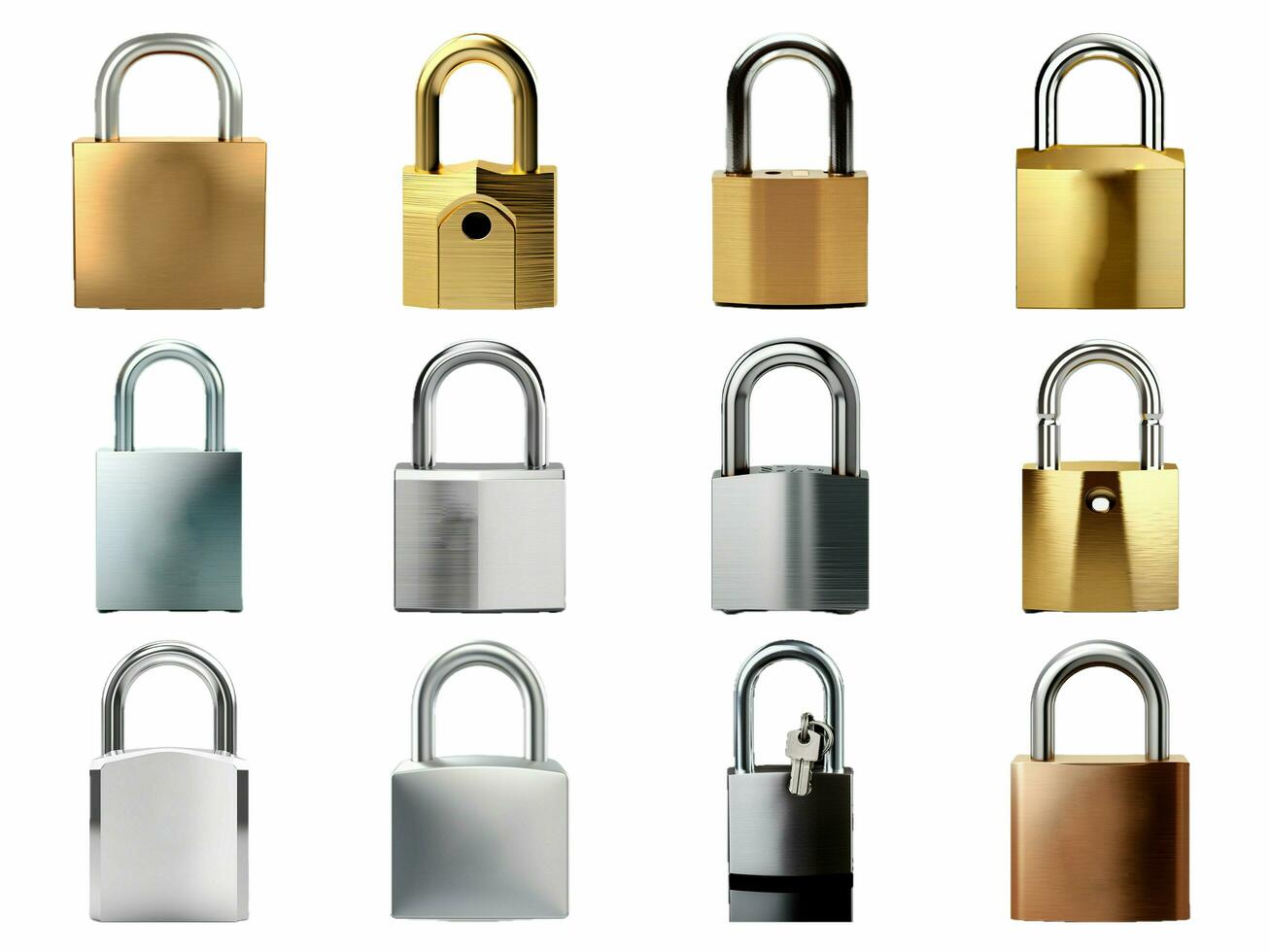 Padlock isolated on white background with AI generated. photo