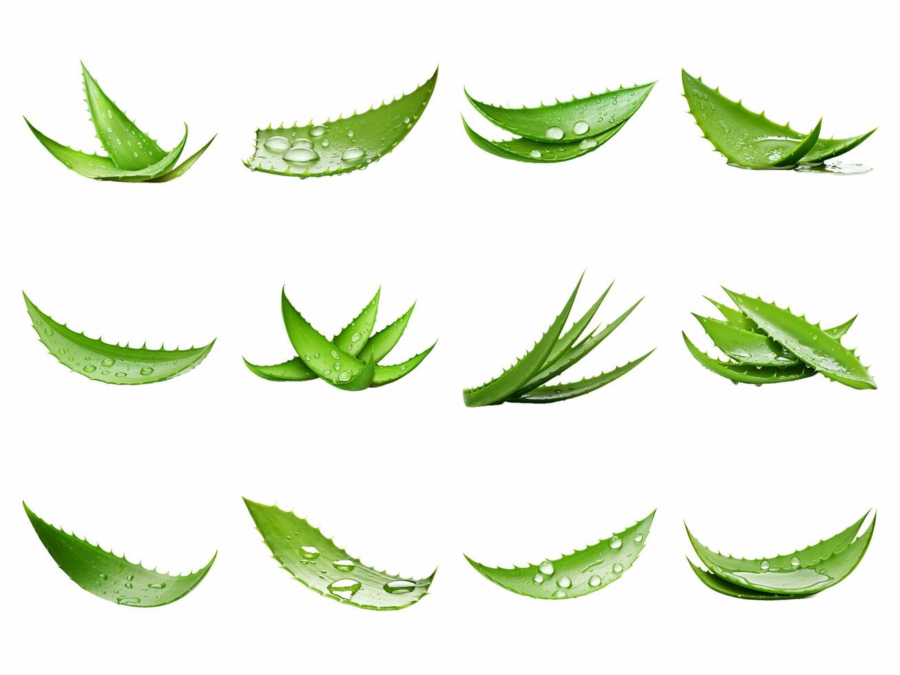 Aloe vera collection isolated on white background with AI generated. photo