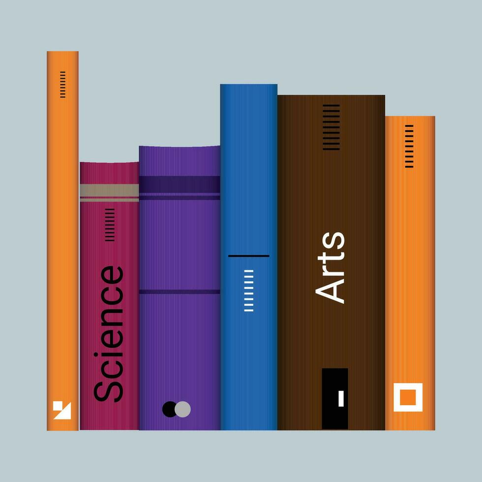 conjunto de libros para lectura, literatura, diccionarios, enciclopedias, planificadores con marcadores. vector