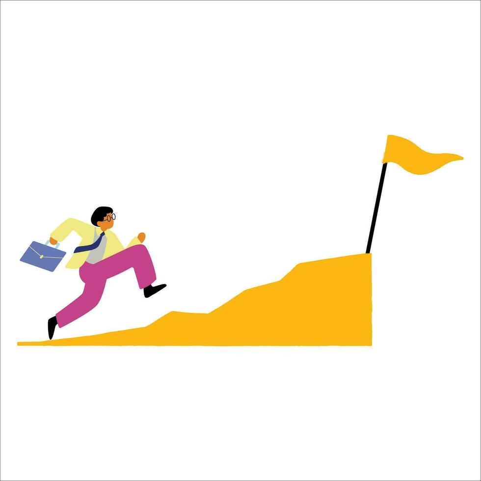 Vector illustration Success of business concept. Partnership of business. Group of businessperson on the mountaintop.