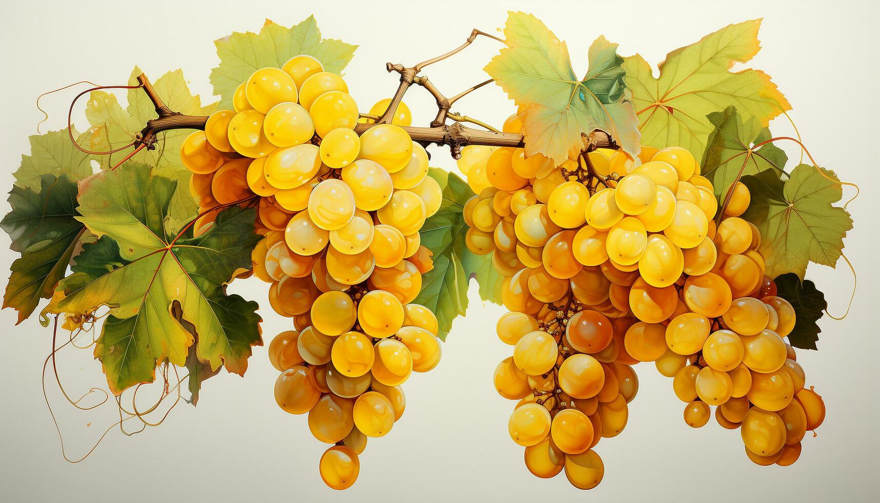 AI generated Ripe grapes on vine, nature sweet harvest in autumn generated by AI photo