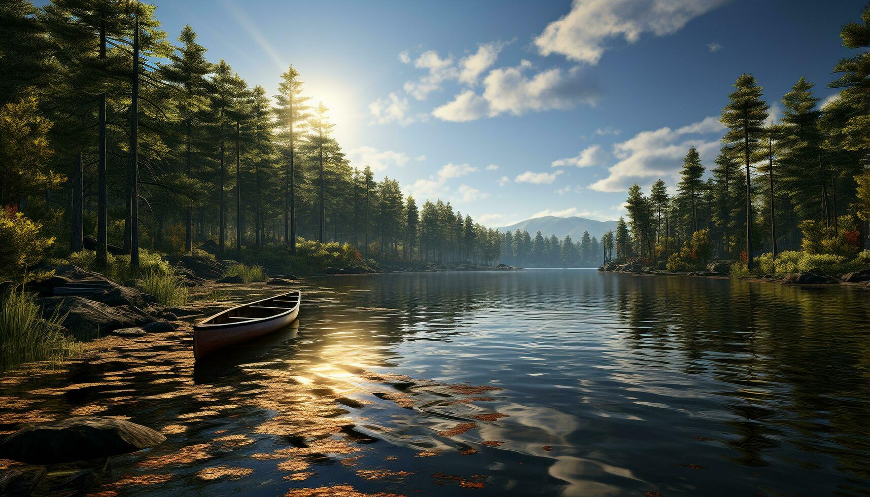 AI generated Hiking adventure in autumn, backpacking through mountain peaks at sunrise generated by AI photo