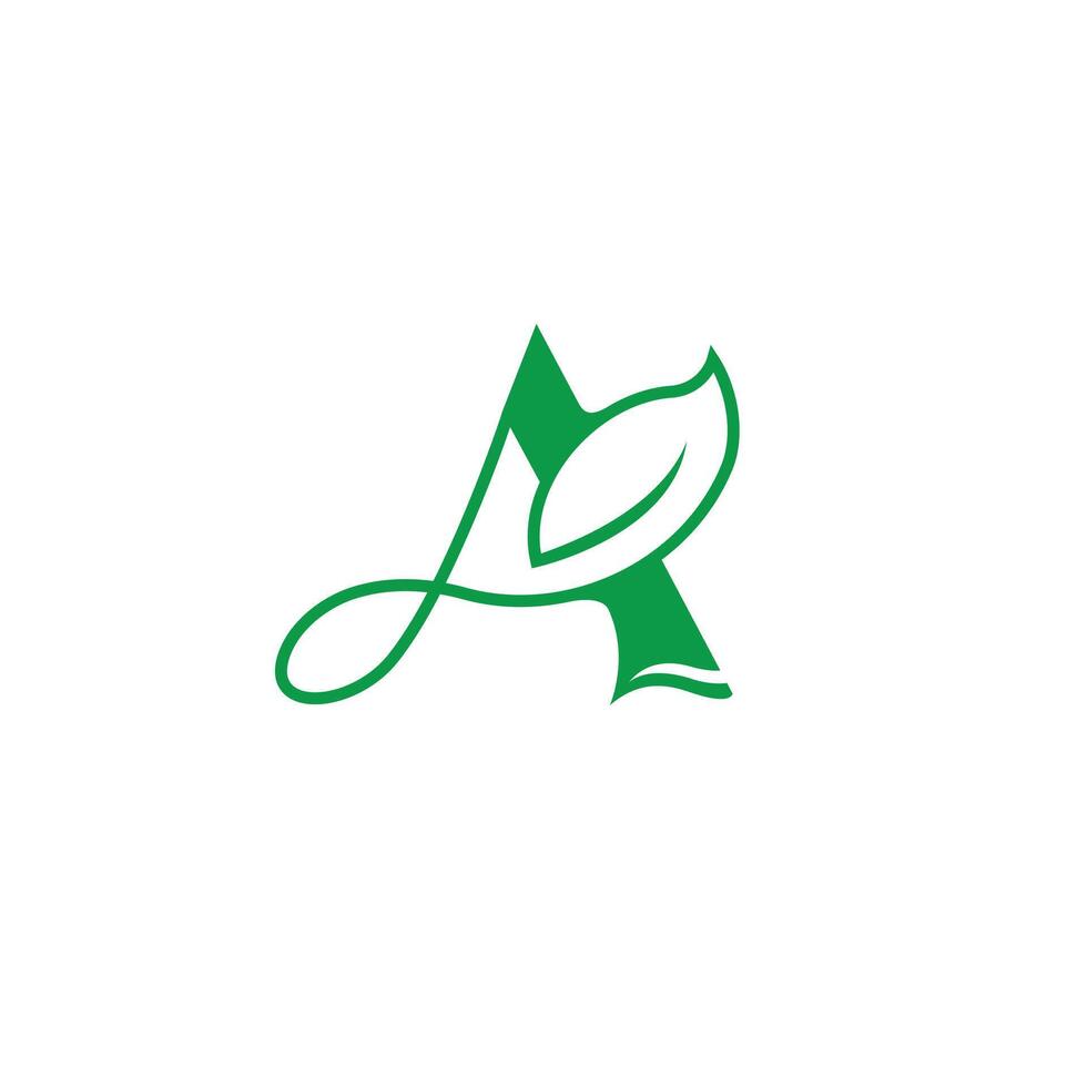 letter a leaf logo icon green nature vector