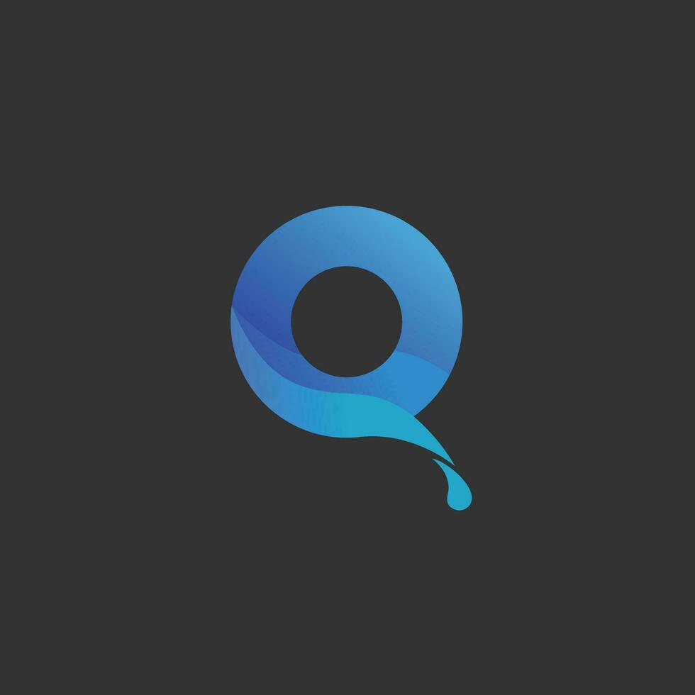 letter Q aqua logo water drop vector