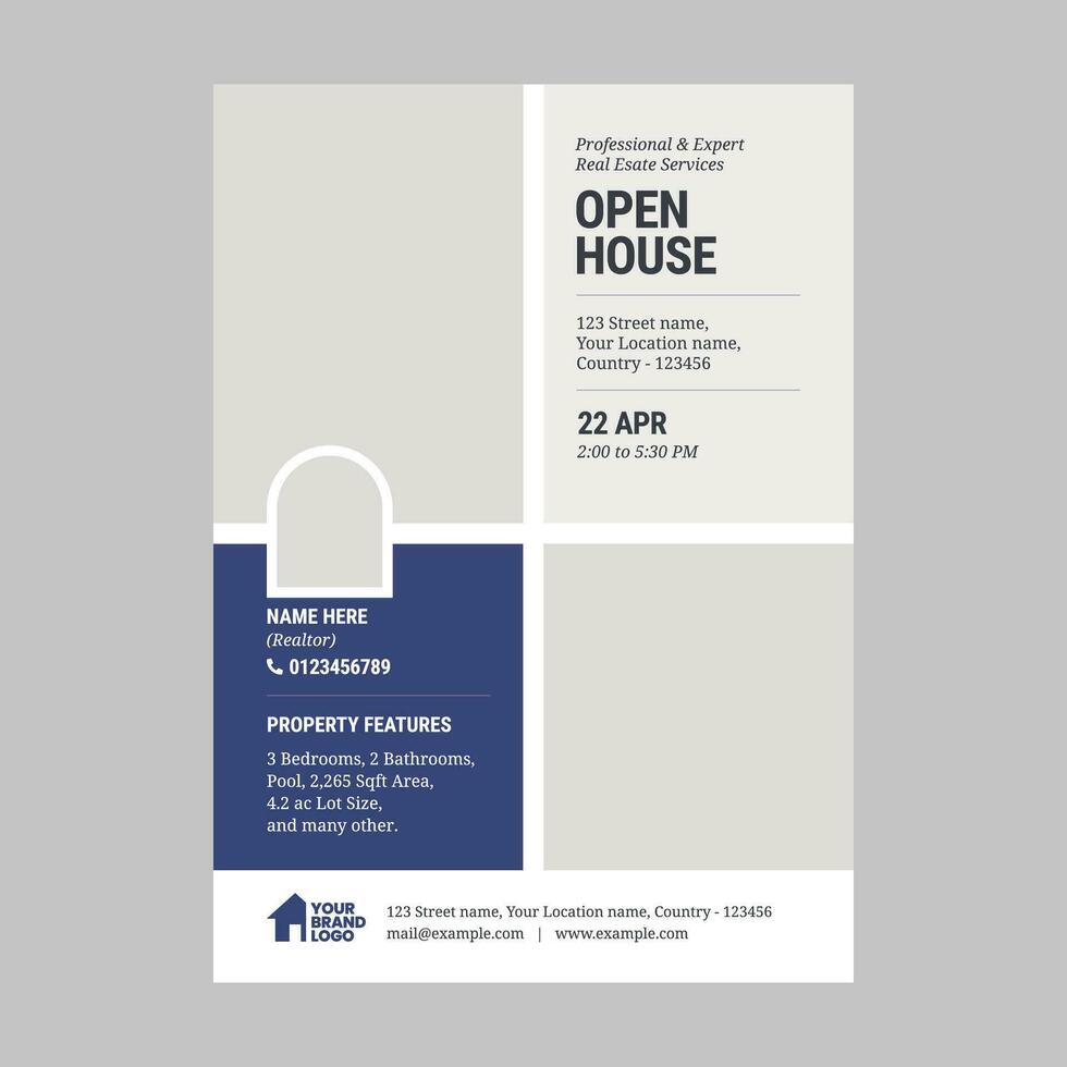 Real estate open house flyer template, Real Estate Services vector