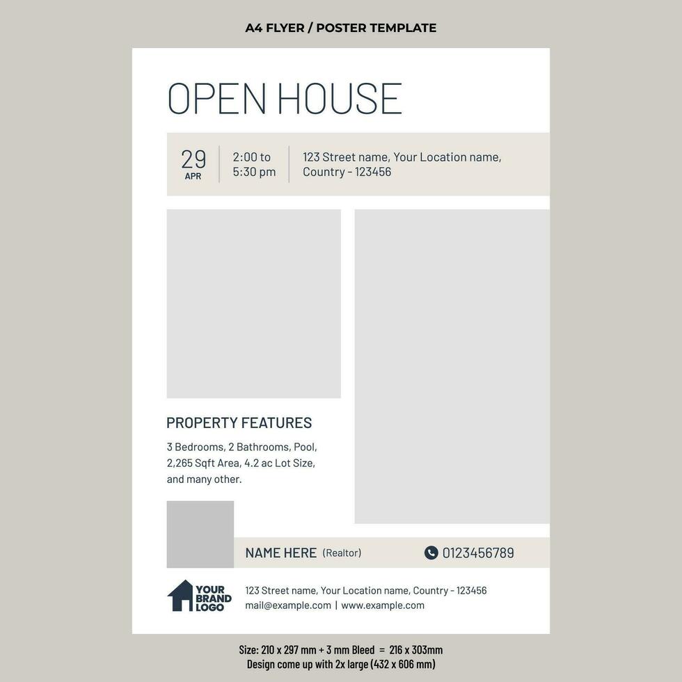 Real estate open house flyer template, Real Estate Services vector