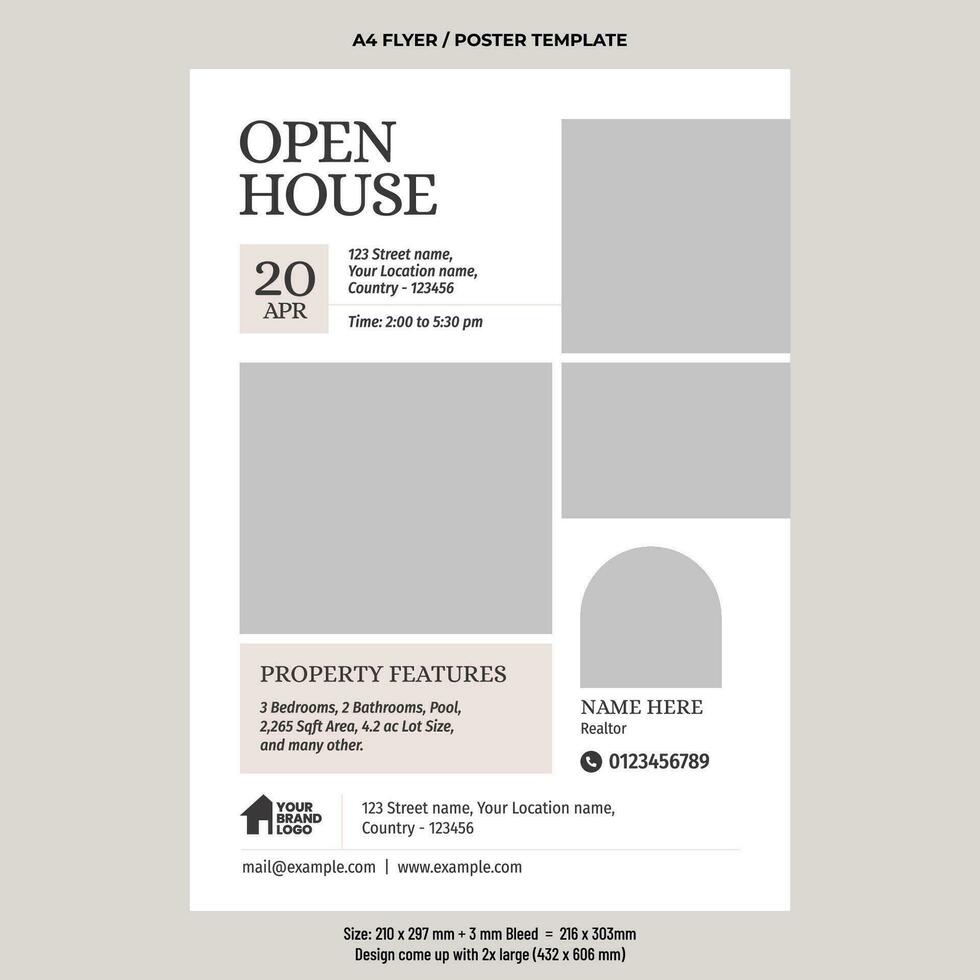 Real estate open house flyer template, Real Estate Services vector