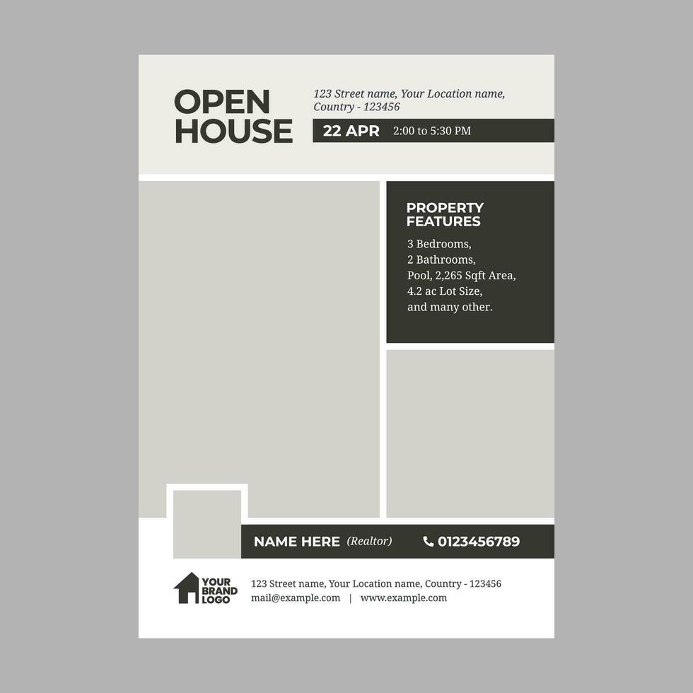 Real estate open house flyer template, Real Estate Services vector