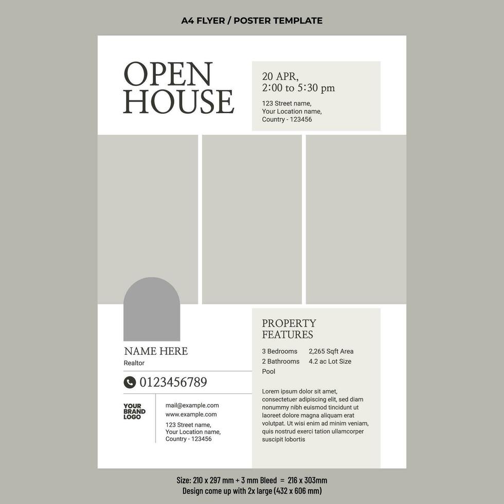 Real estate open house flyer template, Real Estate Services vector