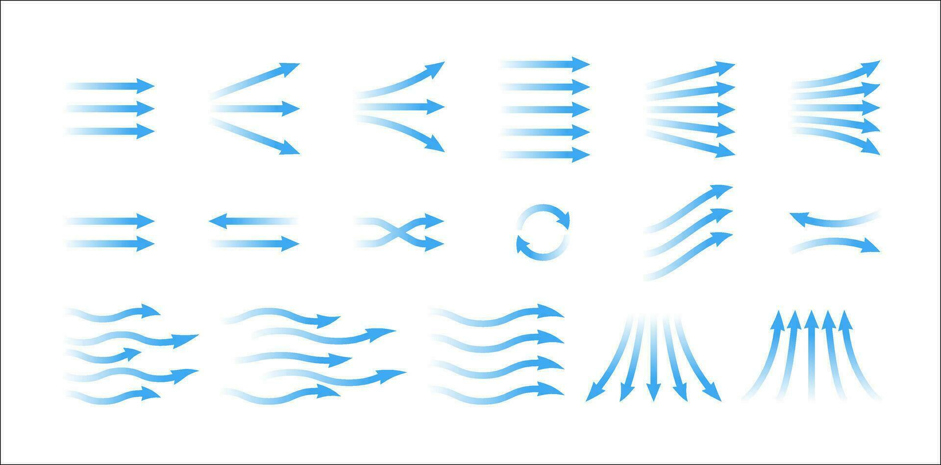 Air flow showing air movement of arrows. Ventilation home fresh, hot or cold from fan or air conditioner wind direction. vector