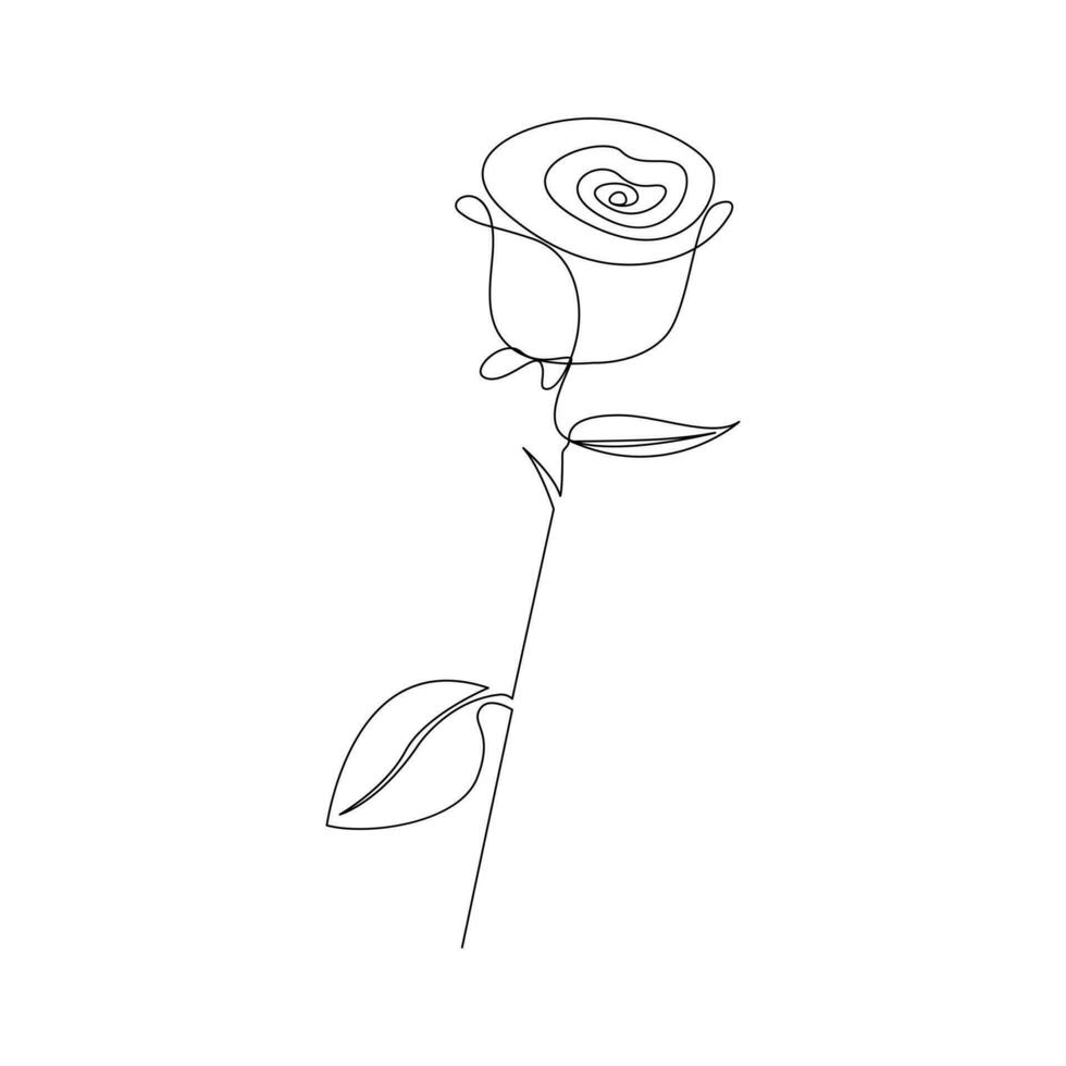 Rose flower icon Continuous one line drawing outline vector art