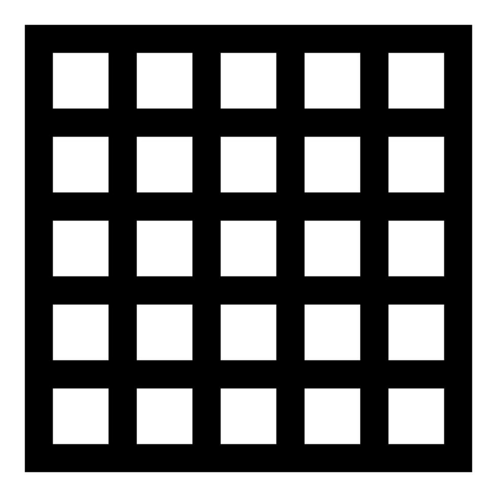 Grating grate lattice trellis net mesh BBQ grill grilling surface square shape icon black color vector illustration image flat style