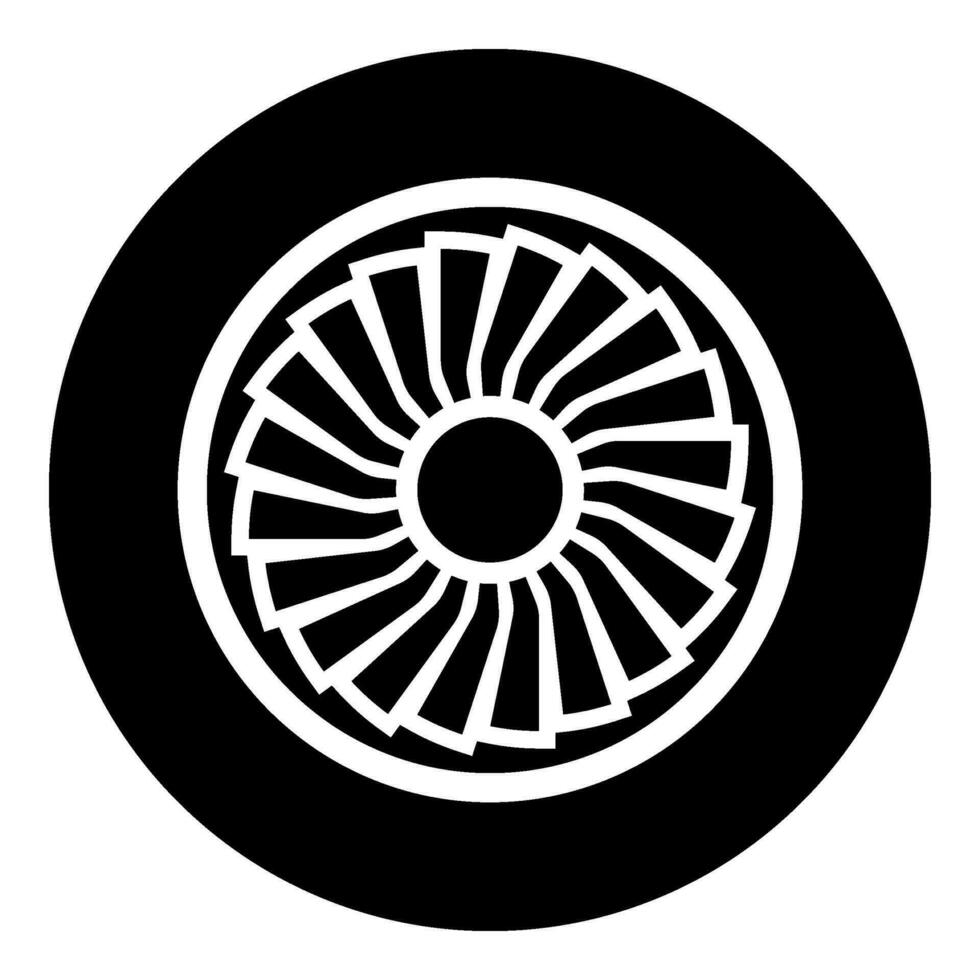 Turbine airplane turbomachine jet engine aircraft motor fan plane icon black color vector illustration image flat style