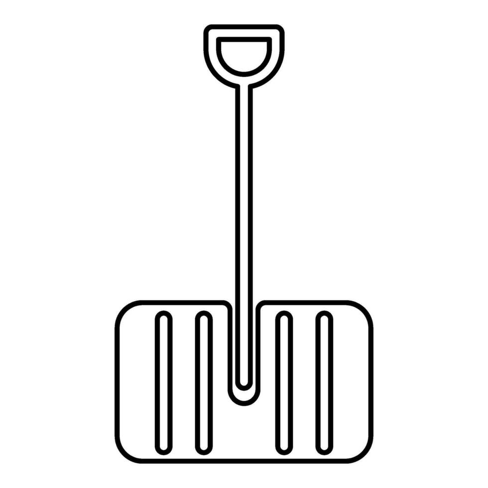Winter snow shovel clearing contour outline line icon black color vector illustration image thin flat style