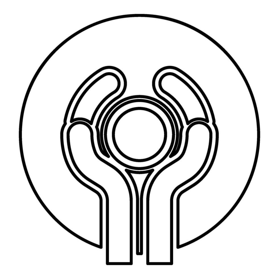 Pottery craft art workshop concept potter sculpts clay pot on potter's wheel use hand arm ceramist idea contour outline line icon black color vector illustration image thin flat style