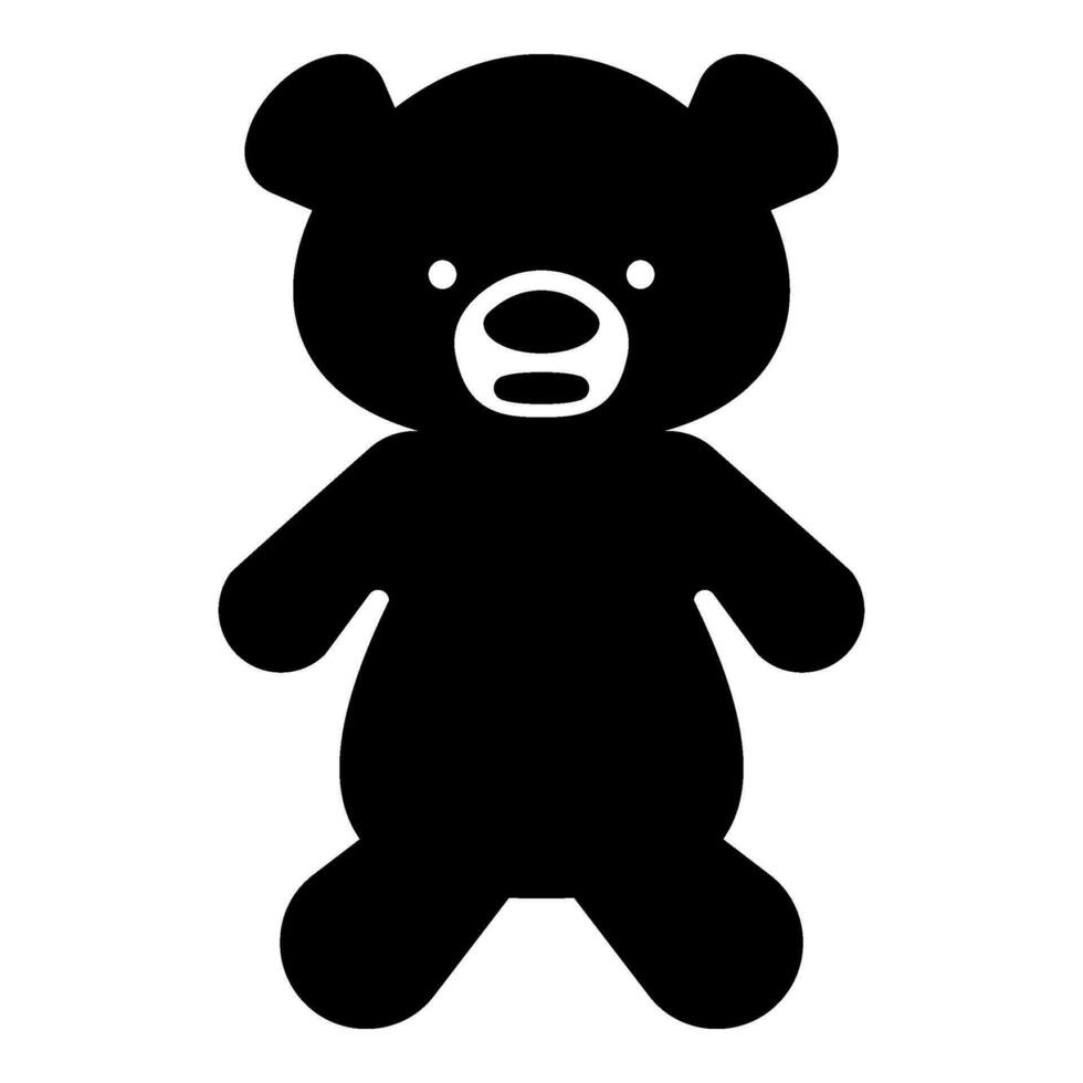 juguete felpa oso linda muñeca icono negro color vector ilustración imagen plano estilo