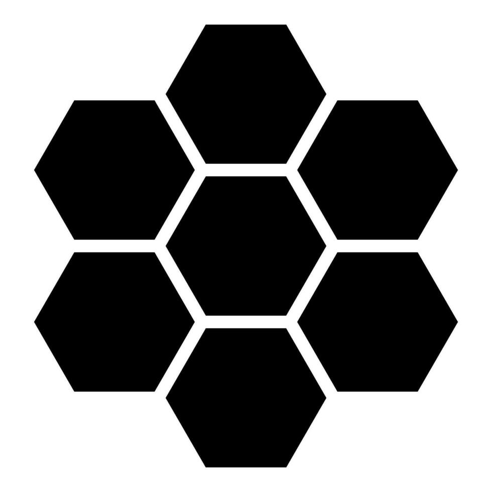 Hexagonal technology concept hexagon six items bee sota geometry six sided polygon icon black color vector illustration image flat style