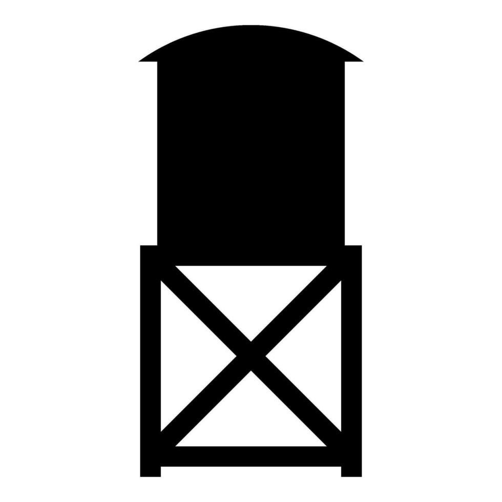 Water tower elevated industrial construction tank icon black color vector illustration image flat style