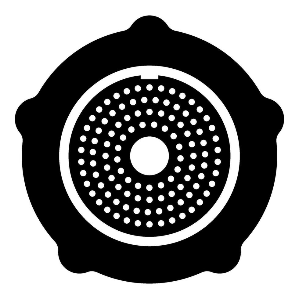 Grate for meat grinder plate mincer device for growing shallow of meat lattice with nut screw female screw pawl stop latch holder icon black color vector illustration image flat style