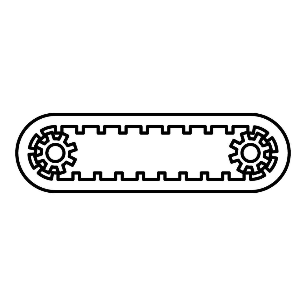 Strap for engine toothed belt for gears cambelt timing gas distribution mechanism contour outline line icon black color vector illustration image thin flat style