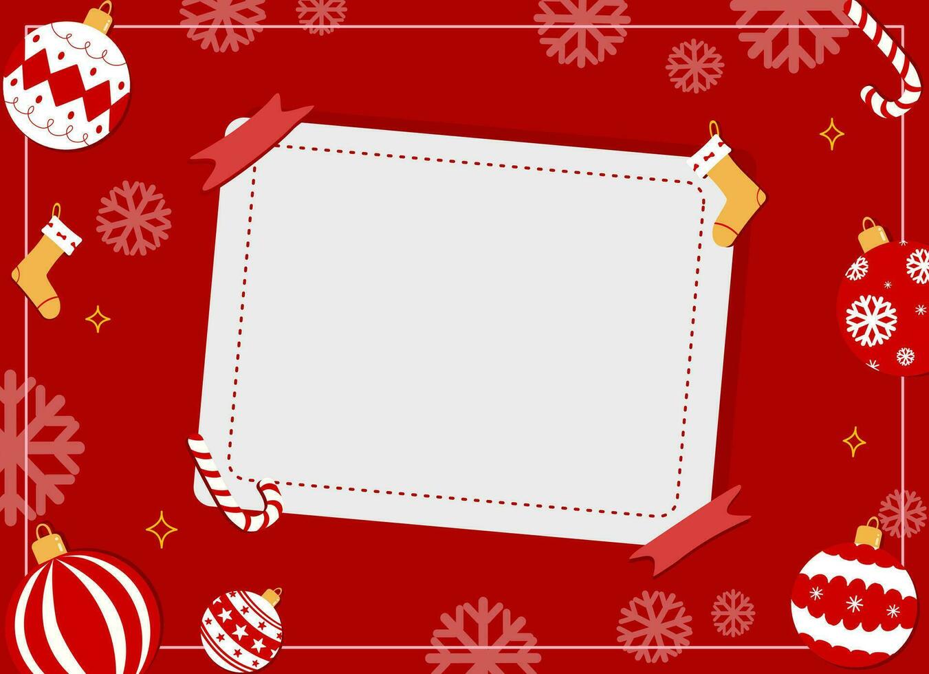 blanco Navidad marco con Navidad decoración en rojo fondo, chris saludo tarjeta, bandera, Copiar espacio vector