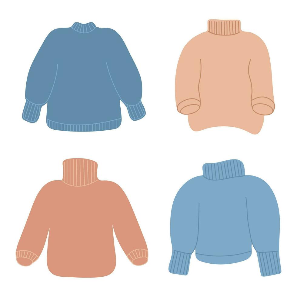 4 colorful simple sweaters. Universal pattern of warm sweaters, pullovers, hoodies vector