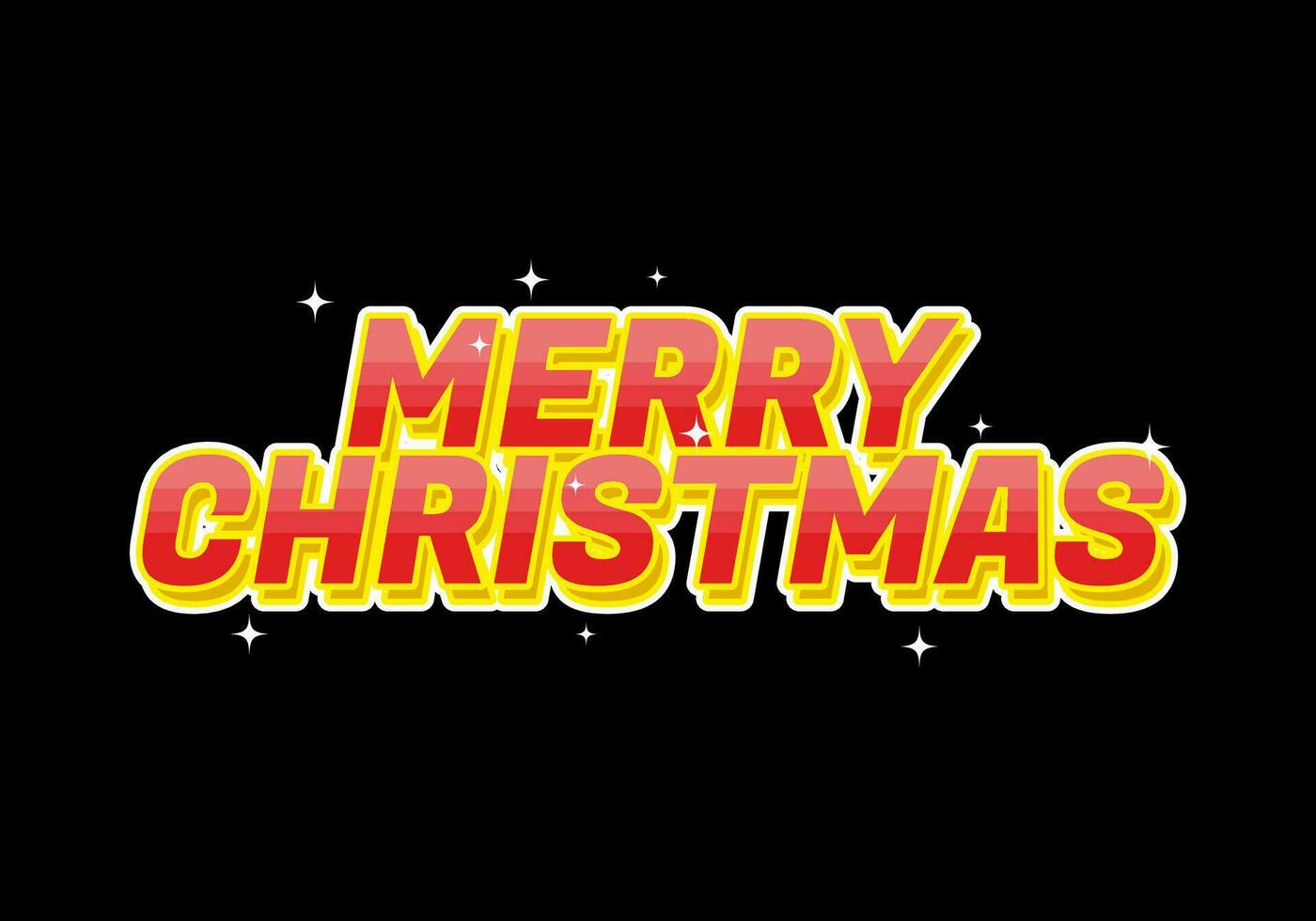 Merry Christmas text effect in red yellow color. black background vector