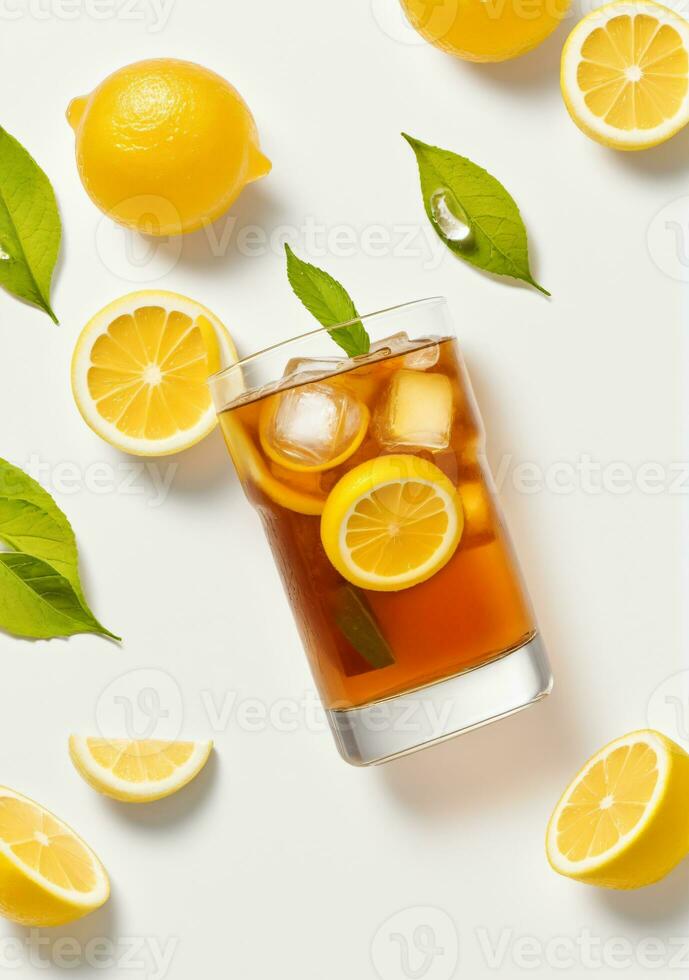 AI generated A Glass Of Ice Tea Isolated On A White Background. AI Generated photo