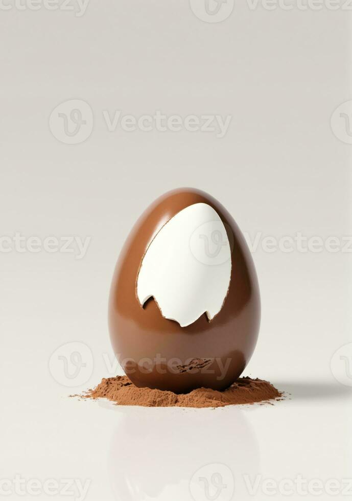 AI generated Chocolate Easter Egg Isolated On A White Background. AI Generated photo