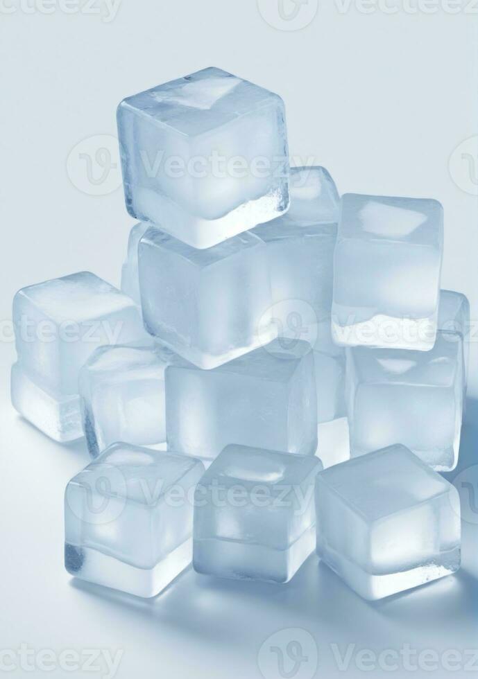 AI generated Ice Cubes Isolated On A White Background. AI Generated photo