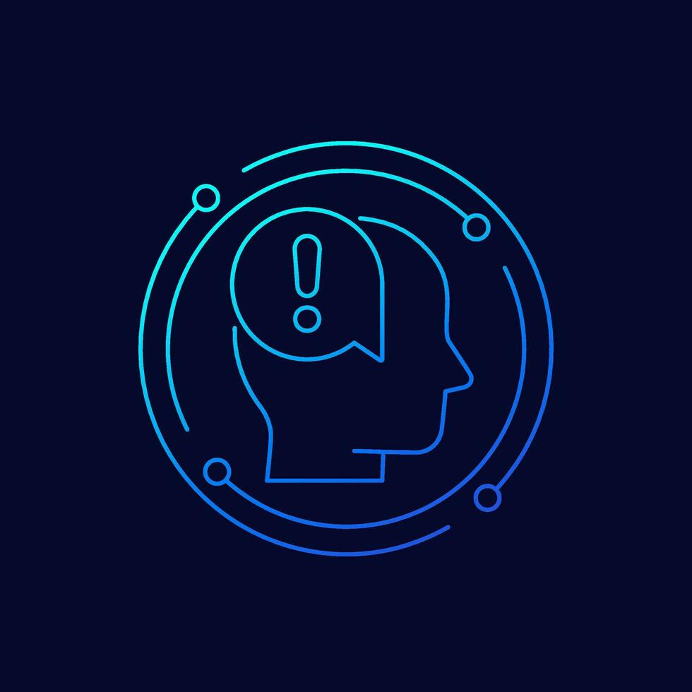 mental disorder, psychological problem icon, linear design vector