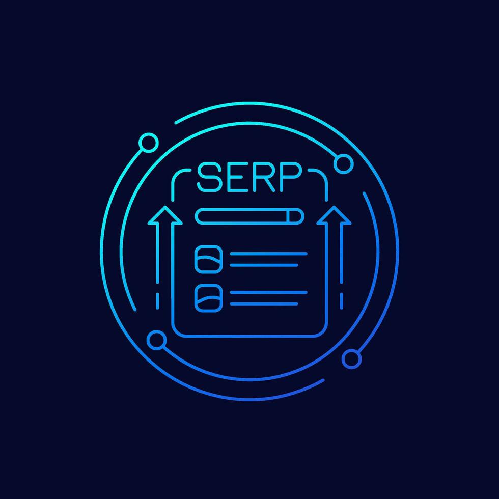 SERP icon, Search engine results page, linear design vector