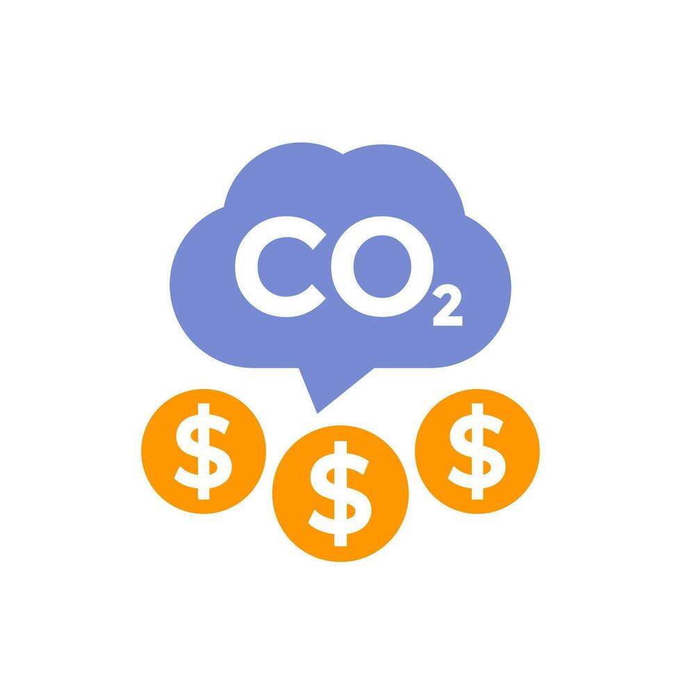 carbon emissions cost icon on white vector