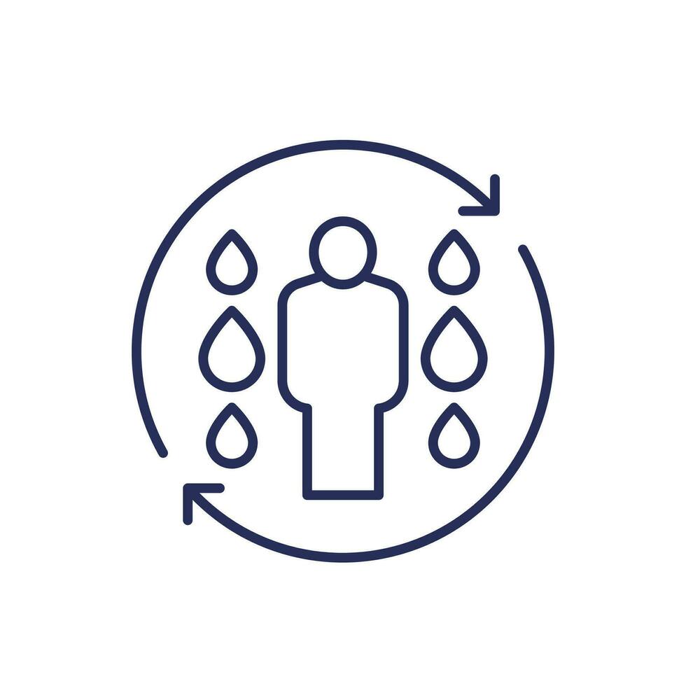 rehydrate line icon, restore water balance vector