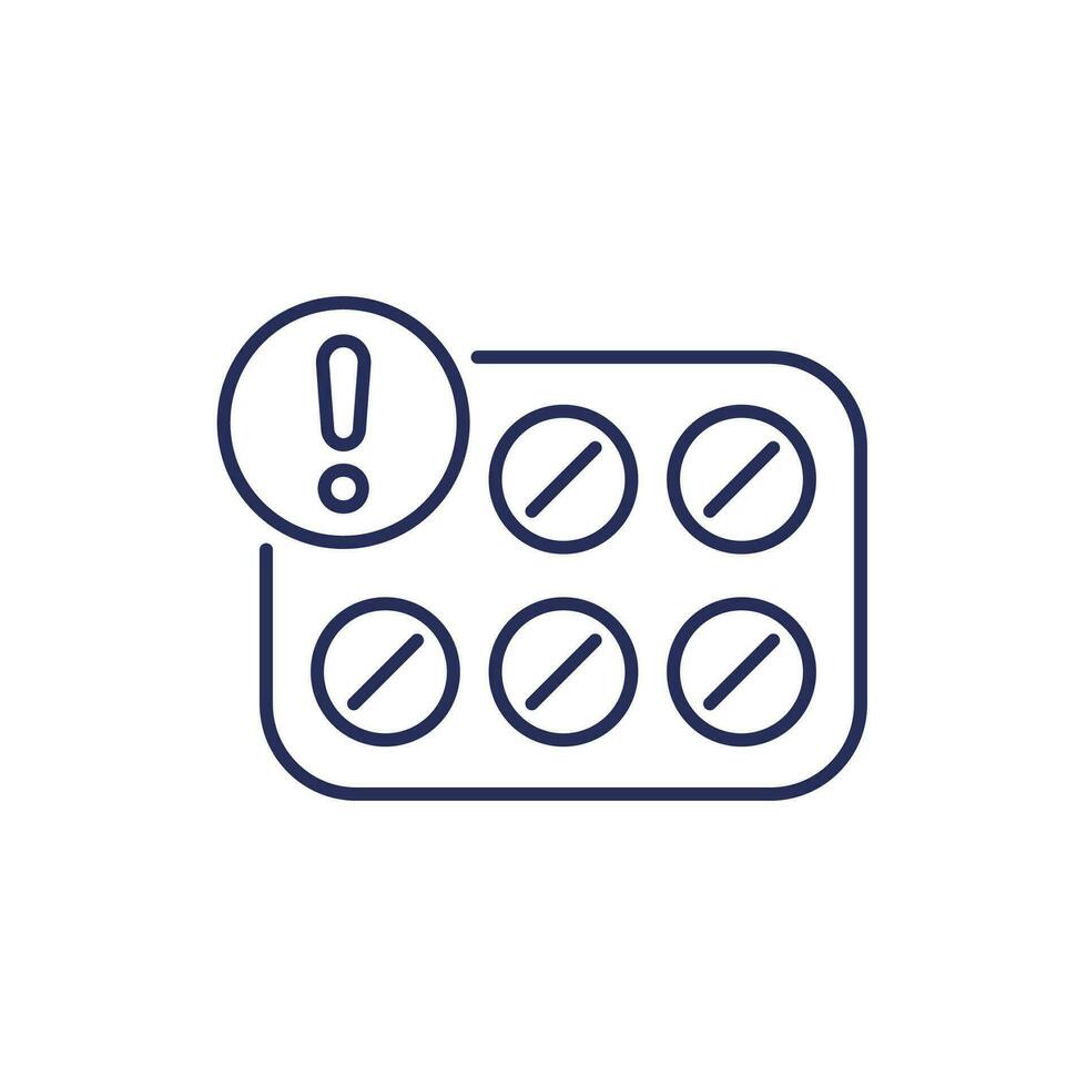 pills warning line icon on white vector