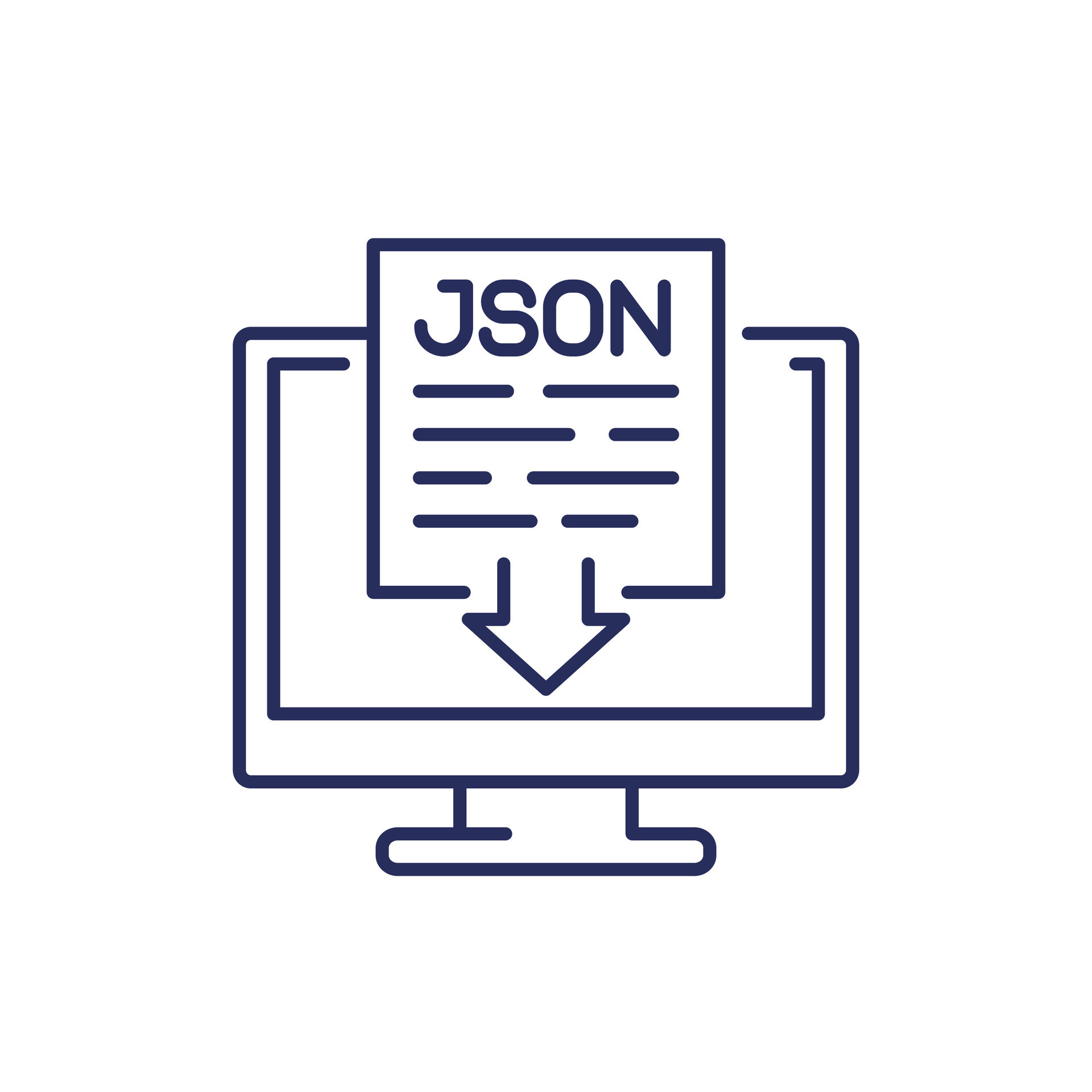 JSON file download line icon with computer 34853423 Vector Art at Vecteezy