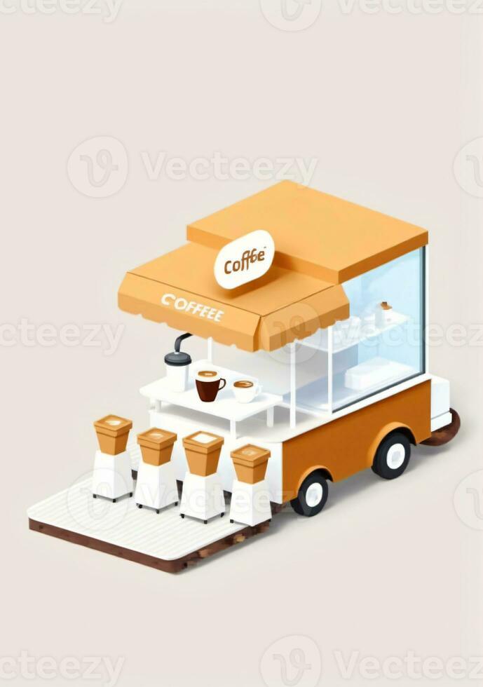 AI generated A Mobile Coffee Shop Track Isolated On A White Background. AI Generated photo