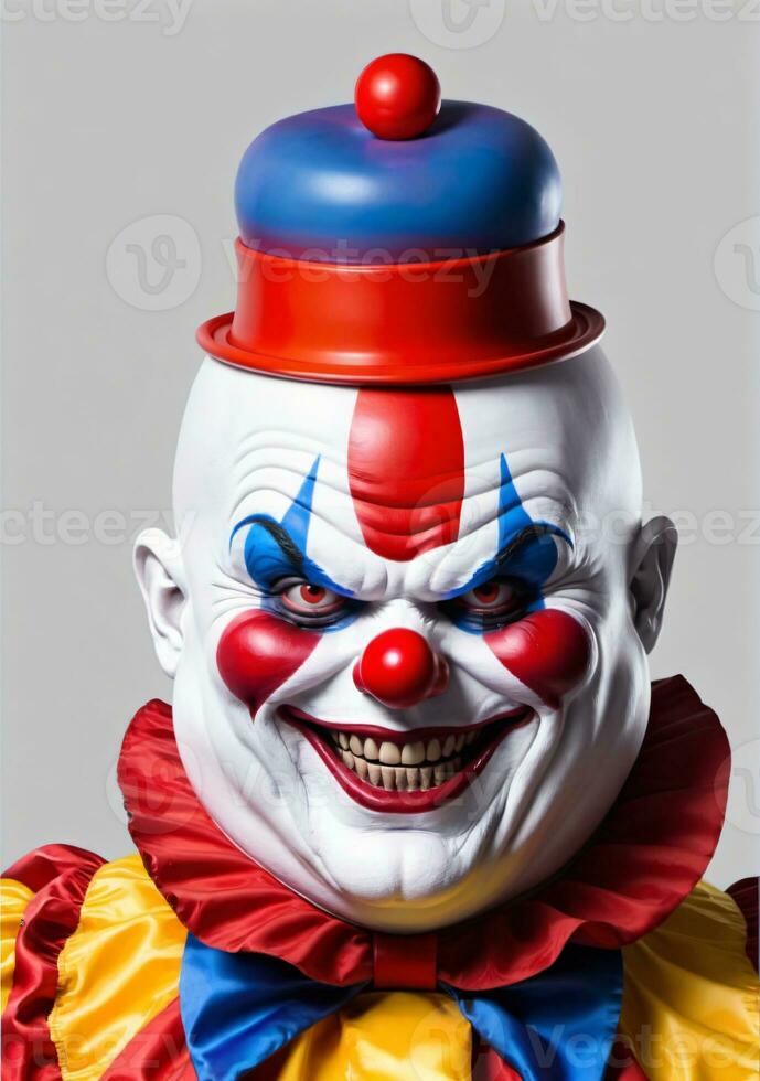 Scary Clown Isolated On A White Background. AI Generated photo