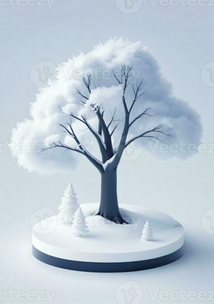 Winter Tree Isolated On A White Background. AI Generated photo