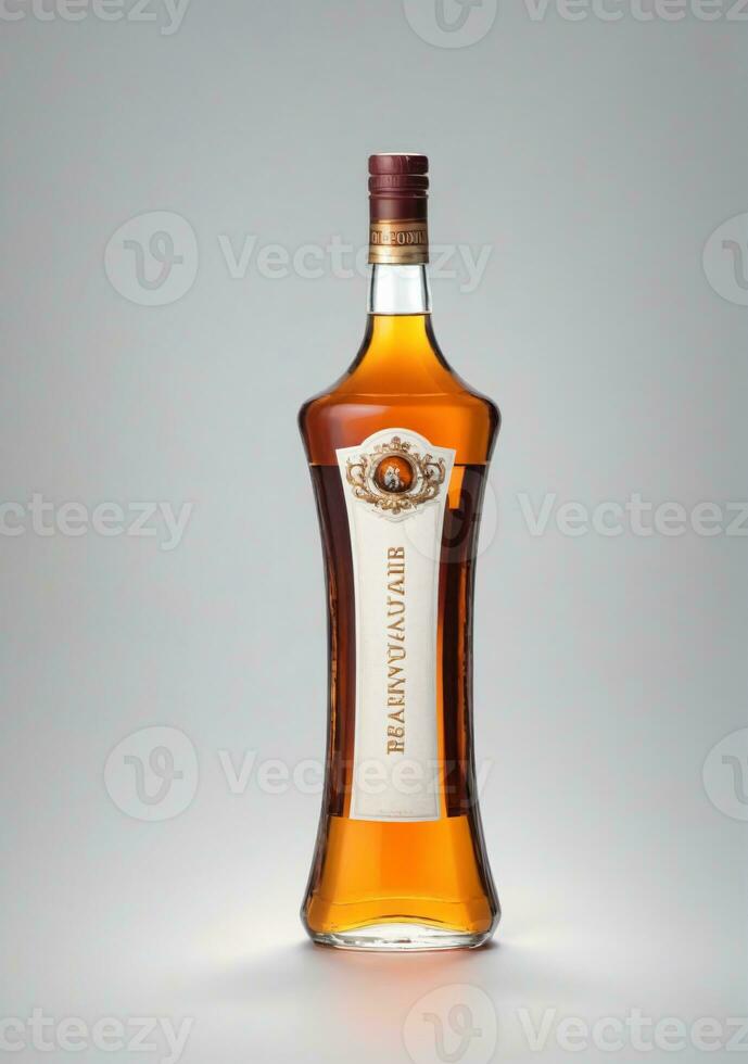Bottle Of Brandy Isolated On A White Background. AI Generated photo