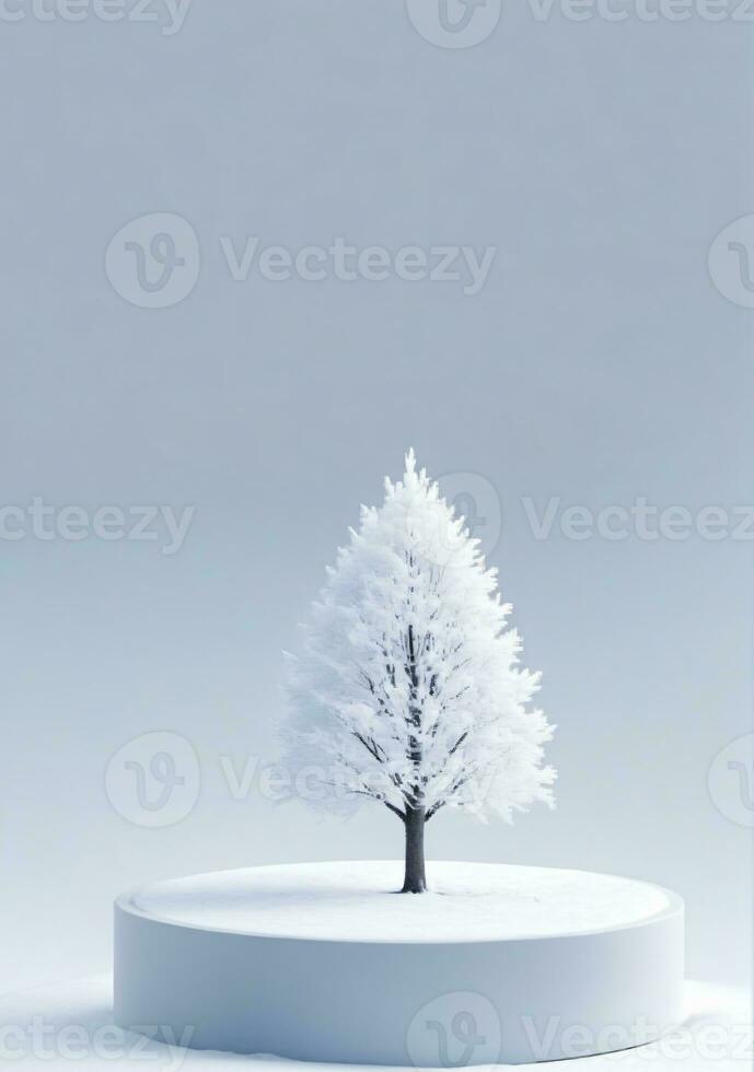 Winter Tree Isolated On A White Background. AI Generated photo