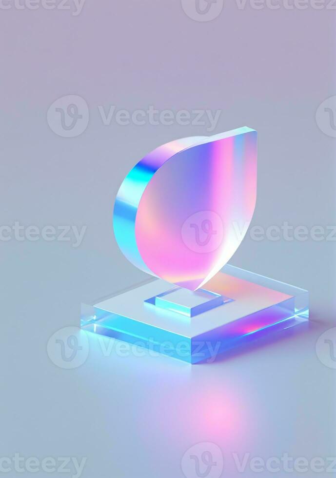 Holographic Shapes Isolated On A White Background. AI Generated photo